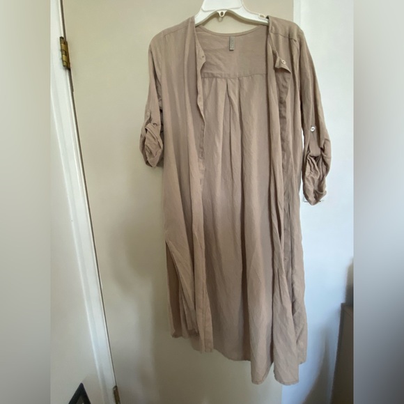 Jackets & Blazers - Tan Long Sleeve Button-Up cover up